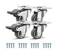WISD Ruote girevoli da 25 mm, set di 4 piccole ruote girevoli con 2 freni di bloccaggio, fino a 40 kg, silenziose, per interni ed esterni