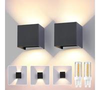 wisdom line 2 Pezzi Applique da Esterno/Interno Moderna, Lampada da Parete LED 12W 3000K (Bianco Caldo), IP65, Angolo Regolabile 120°, G9 Incluse, Antracite, per Giardino, Soggiorno