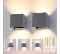 wisdom line Applique da Esterno/Interno 2 Pezzi, Lampada Parete LED 9W 3000K Bianco Freddo, IP65, G9 Incluse, Grigio Scuro, Moderna per Giardino, Terrazzo, Ingresso