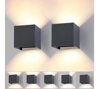 wisdom line Applique da Parete a Cubo 2 Pezzi per Interni ed Esterni, 15W LED 3 Colori Regolabili, IP65 Impermeabile, Angolo del Fascio Regolabile 0-120°, Design Quadrato Moderno Antracite 11cm