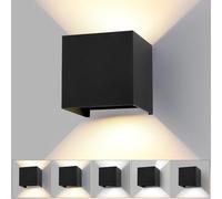 wisdom line Applique da Parete a Cubo per Interni ed Esterni, 15W LED 3 Colori Regolabili, IP65 Impermeabile, Angolo del Fascio Regolabile 0-120°, Design Quadrato Moderno Nero 11cm