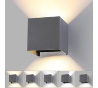 wisdom line Applique da Parete a Cubo per Interni ed Esterni, 15W LED 3 Colori Regolabili, IP65 Impermeabile, Angolo del Fascio Regolabile 0-120°, Design Quadrato Moderno Grigio Scuro 11cm