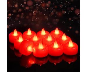 wisdom line Candele LED elettriche, 8 pezzi, rosso, senza fiamma, per matrimoni, Halloween, Natale, decorazione da tavolo, lunga durata (Rosso)