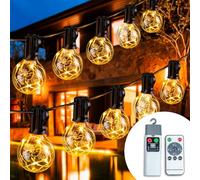 wisdom line Ghirlanda luminosa da esterno, 6 metri, 10 lampadine globo, impermeabile IP55, con telecomando, resistente alle temperature da -20 °C a 50 °C (lampadina di filo di rame)