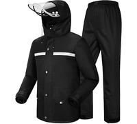 wisdom line Set impermeabile da uomo con giacca e pantaloni, tuta antipioggia unisex con cappuccio, nero, resistente alle tempeste, traspirante