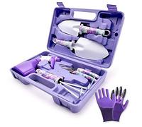 WISDOMLIFE - Set di 6 Attrezzi da Giardino, con Manico Antiscivolo e cazzuola antiruggine, coltivatore, Forbici da potatura, spruzzatore d'Acqua e Custodia per Il Trasporto, Guanti con Artigli