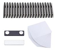 Wisdompro 20 pezzi Badge Magnetico, Targhette Magnetiche Metallo Autoadesive con 20 Badge Vuoti in PVC e 20 Potenti Magneti al Neodimio, Nome Porta Badge per Giacche, Camicie, Uniformi