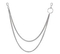 Wisdompro Catena Jeans con 2 Moschettoni, Argento Catena di Pantaloni, Hip Hop Punk Catena Pantaloni per Donna e Uomo (2 strati)