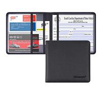 Wisdompro, custodia per documenti di registrazione e assicurazione, in finta pelle di alta qualità, organizer per documenti, patente di guida, informazioni di contatto chiave - nero