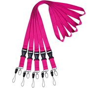 wisdompro Laccetti Porta Badge 5 Pezzi, Portachiavi Collo Staccabile per Infermiere, Impiegati, Studenti, Cordino Porta Badge Lanyard per Badge, Chiavi, Cellulare (Rosa Acceso)