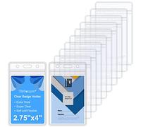Wisdompro Porta Badge Plastica Bifacciale 10 pezzi, Porta Tesserino di PVC Impermeabili Risigillabile, Portabadge per Infermiera, Impiegati, Studente (Verticale)