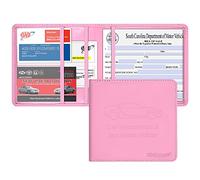 wisdompro Porta patente di guida per documenti di assicurazione e immatricolazione, in pelle PU, organizer per documenti e carte del veicolo, rosa