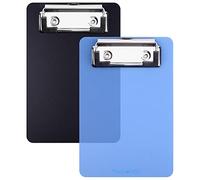 Wisdompro Portablocco A6 2 Pezzi, Cartellina Rigida con Clip 10x15 cm | Mini clipboard in plastica con pinza metallica resistente per appunti, ricevute, note e questioni urgenti Nero, Blu