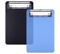 Wisdompro Portablocco Plastica 2 pezzi, Cartellina Rigida con Pinza 12 x 18.5 cm, Porta Blocco Appunti per Notebook, Ricevuta, Elenco, Questioni Importanti (Nero, Blu)
