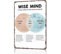 Wise Mind Reason Emotion Balance Tin Sign Counseling Office 12x8 Inch