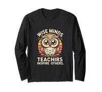 Wise Minds Ispirare Gli Altri Gufo Saggezza Insegnante Mentore Maglia a Manica