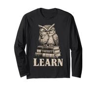 Wise Owl Learn Books Student Back To School Reading Maglia a Manica
