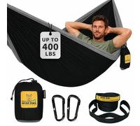 Wise Owl Outfitters - Amaca Singolo/Doppio da Campaggio di Alta qualità - per Outdoor Backpacking e Viaggi - Portatile e Leggere in Nylon Paracadute Resistente, C: SO Nero E Grigio, T: SingolaOwl