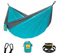 Wise Owl Outfitters - Amaca Singolo/Doppio da Campaggio di Alta qualità - per Outdoor Backpacking e Viaggi - Portatile e Leggere in Nylon Paracadute Resistente, C: SO Blu E Grigio, T: SingolaOwl