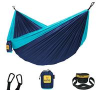 Wise Owl Outfitters - Amaca Singolo/Doppio di Alta qualità - per Outdoor Backpacking e Viaggi - Portatile e Leggere in Nylon Paracadute Resistente, C: DO Blu Marina E Blu Chiaro, T: DoppiaOwl