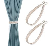Wisebom 2 pièces Embrasses de Coton à Tricoter à La Main, Embrasses De Rideaux Décoratives Élégantes Cordon, Embrasses à Rideaux Corde de Tressé Couleur Unie, pour Maison et Bureau