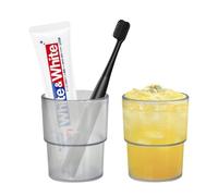 Wisebom 2 Piezas Estuche Cepillos de Dientes Plástico para cepillos y Pasta de Dientes Portacepillos de baño Estilo Simple para Baño Vaso para Higiene Bucal para Hogar Viajes Esmerilado(Transparent)