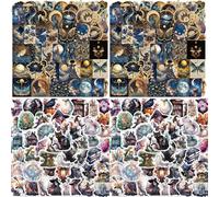 Wisebom 200 Pezzi Astronomia Universo Pianeti Adesivi, Adesivi Vintage Vinile Impermeabile Anime Adesivi Adulti Graffiti Sticker Set per Regalo Pacchetto Libro Valigia