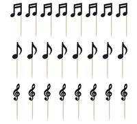 Wisebom 24 Pezzi Decorazioni per Cupcake con Note Musicali Glitterate, Decorazioni per Torte con Simboli Musicali, Note Musicali Cupcake Toppers per Feste di Nascita, Feste di Compleanno (Nero)