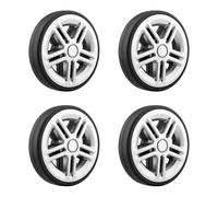 Wisebom 4 Pcs Ruote per Valigia, Ruote Trolley Ricambio 50 mm x 12 mm, Ruote per Trolley con Assi Chiave di Riparazione in Gomma, Gomma Ruote Ricambio per Valigie e Pattini in Linea e Skateboard, Nero