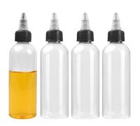 Wisebom 4 Pezzi 100ml Bottiglia Squeeze Bottle di Plastica Bottiglie da Spremere Trasparente Bottiglie di Plastica Vuote Condimento Dispenser con Tappo per Liquidi Olio Ketchup Senape