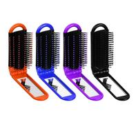 Wisebom 4 Pezzi Spazzola per Capelli da Viaggio con Specchio, Compatto Tascabile Pettine Spazzole per Capelli Pieghevoli con Specchi per Viaggio Famiglia Scuola Auto Palestra Donna Bambini