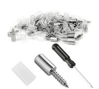 Wisebom 50 Pezzi Pioli Supporti per Mensole, Viti Autofilettanti Supporti per Mensole 7.5 mm con Copertura Antiscivolo E cacciavite, Supporti per Mensole per Armadi Librerie Credenze E Mobili