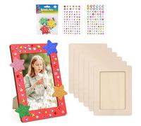 Wisebom 6 Pezzi Cornice per Foto in Legno 7.8" x 5.8"Cornice in Legno Rettangolare, Cornici Artigianali Set Naturale Fai Da Te Cornici Foto con Diamante Adesivo Glitterato per Compleanni Anniversari