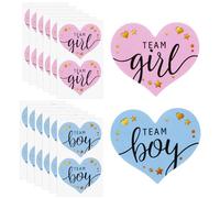 Wisebom Baby Shower Adesivi Etichette, 100Pcs Team Boy & Team Girl Adesivi di Rivelazione de Genere, Blu & Rosa Adesivi Genere Rivelare per Baby Shower Party Deco (Cuore)