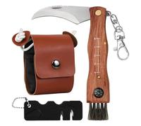 Wisebom Coltello per Funghi, Acciaio Inox Coltellino Funghi con Sacco di Raccolta, Portatile Coltello da Funghi con Spazzola Coltellino Funghi Richiudibile con Bussola per la Raccolta dei Funghi