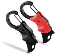 Wisebom Coltello pieghevole con coltello, 2 pezzi, nero e rosso, EDC con moschettone, acciaio inox 3CR13, mini coltello tascabile portatile, per attività all'aperto, campeggio, casa