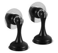 Wisebom Fermaporta magnetico in acciaio inox, 2 pezzi, fermaporta per porta invisibile, con chiusura adesiva, viti nascoste, colore: nero