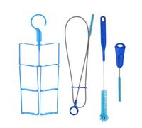 Wisebom Kit di pulizia 4 in 1 per vesciche di idratazione, kit di pulizia della vescica dell'acqua include spazzola lunga flessibile piccola spazzola grande spazzola pieghevole gancio all'aperto, Blu,