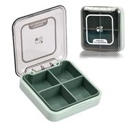 Wisebom Portapillole Portapillole Settimanale, Portapillole Giornaliero Viaggio Portatile 4Scomparti Rimovibili L'umidità Prova Pill Organizer Tascabile Mini per Vitamine Farmaci Integratori (Verde)