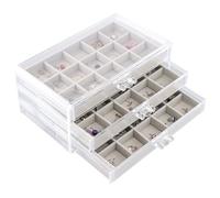 Wisebom Scatola Portagioie con 3 Cassetti, Scatola di Gioielli in Acrilico Organizzatore Gioielli, Portagioie Donna da Camera Trasparente Porta Gioielli per Anelli, Collane, Braccialetti e Orecchini