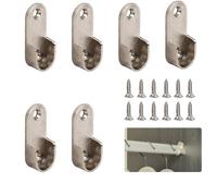 Wisebom Supporti Terminali Ovali per Guardaroba, 6 Pz Lega Zinco Staffa Staffa Tenda Doccia Bastone Armadio Appendiabiti Staffa con Viti per Armadio Guardaroba