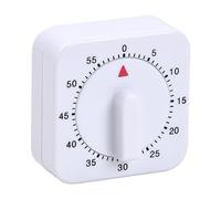 Wisebom Timer da Cucina, Timer da 60 Minuti con Allarme Forte, Contaminuti Quadrato, Batteria non Necessaria, Timer Cucina Meccanico per Cucinare, Fare Sport, Studiare, (Plastica, Bianco)