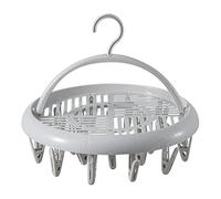 Wisecoco Stendibiancheria Appendi Calzini in Plastica, Appendiabiti Rotondo in Plastica Stendibiancheria Girevole Portatile Multifunzionale con Clip per Calzini Biancheria Intima (Grigio)