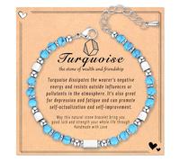 Wisedawn Braccialetto in argento con perline turchesi blu da donna, pietra curativa della natura, sollievo dallo stress, regalo ispiratore per donne, moglie, mamma, idee regalo di Natale uniche per