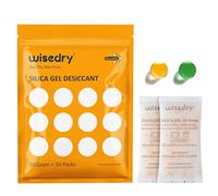 wisedry Sacchetti essiccanti in gel di silice da 50 grammi, confezione da 10 pezzi, per microonde, a riattivazione rapida, con perline indicanti, per armadietti, cassaforte, bagno, uso alimentare