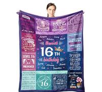 Wisegem Regalo per il 16° compleanno per ragazze, dolce 16 regali per ragazze, 16 anni, 162 x 127 cm, coperta per compleanno, regalo per ragazza di 16 anni, idee regalo per 16° compleanno, decorazioni