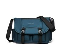 WISEHUBY Borsa a tracolla singola, borsa postino retrò, borsa a tracolla casual, borsa di tela di grande capacità, borsa da uomo per pendolare-blu