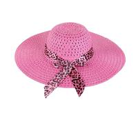 WISEHUBY Cappello da sole estivo da donna, cappello da spiaggia con fiocco protettivo dal sole, cappello da spiaggia casual ed elegante a tesa larga traspirante cappello di paglia - rosso rosa
