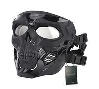 WISEONUS Maschera Softair Tattico Maschera Protettiva Skull Messenger Maschera per Halloween Caccia Paintball CS Wargame (Nero)