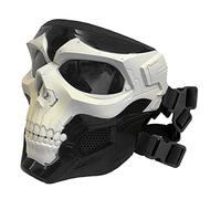 WISEONUS Maschera Softair Tattico Maschera Protettiva Skull Messenger Maschera per Halloween Caccia Paintball CS Wargame (Nero-Bianca)